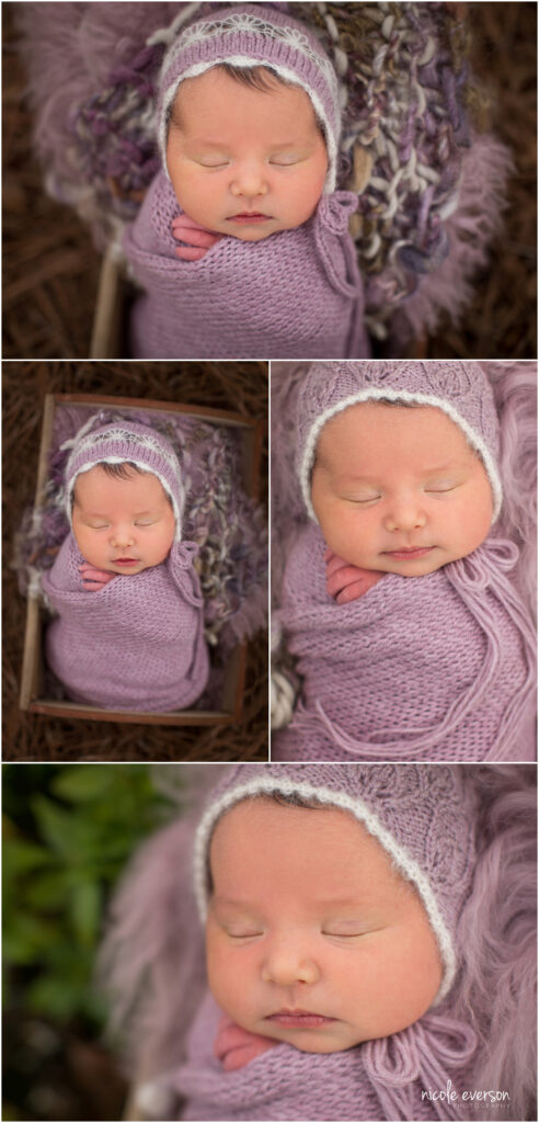 newborn sleeping during her newborn photoshoot