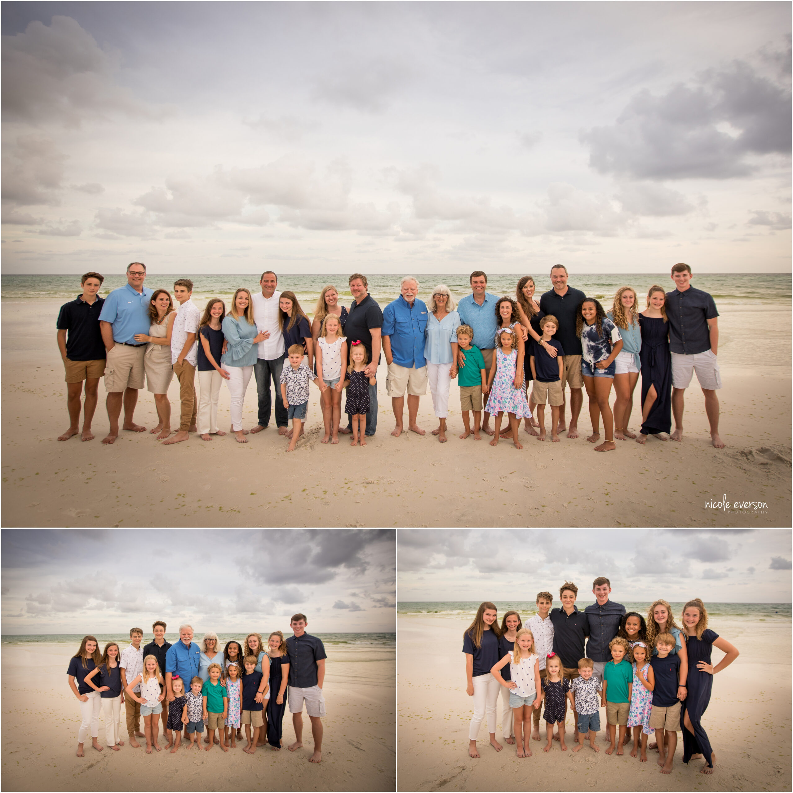 multi generation large family beach photos