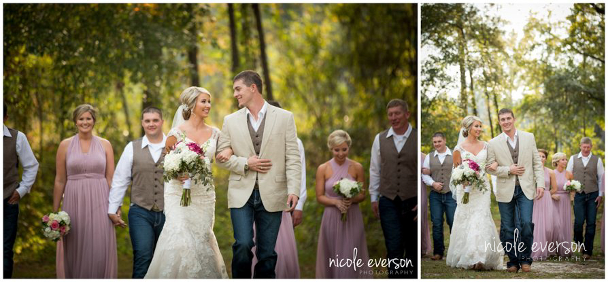 bride and groom with bridal party on wedding day