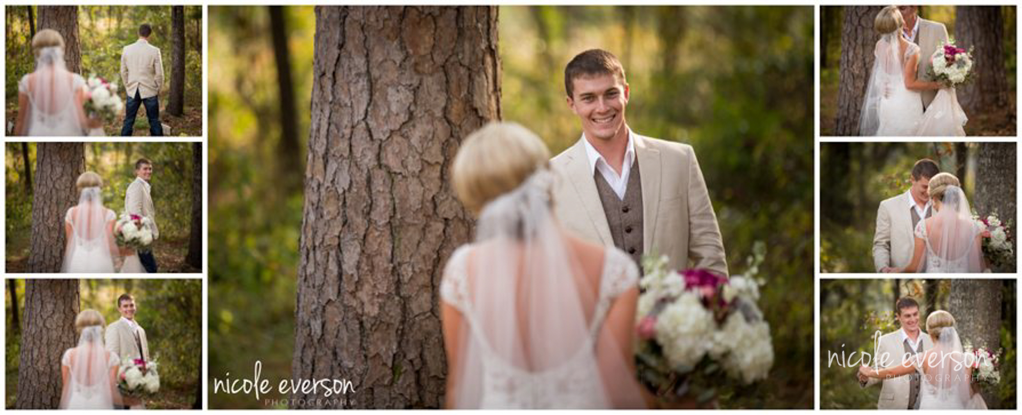 Husband and wife first look on their Tallahassee wedding day