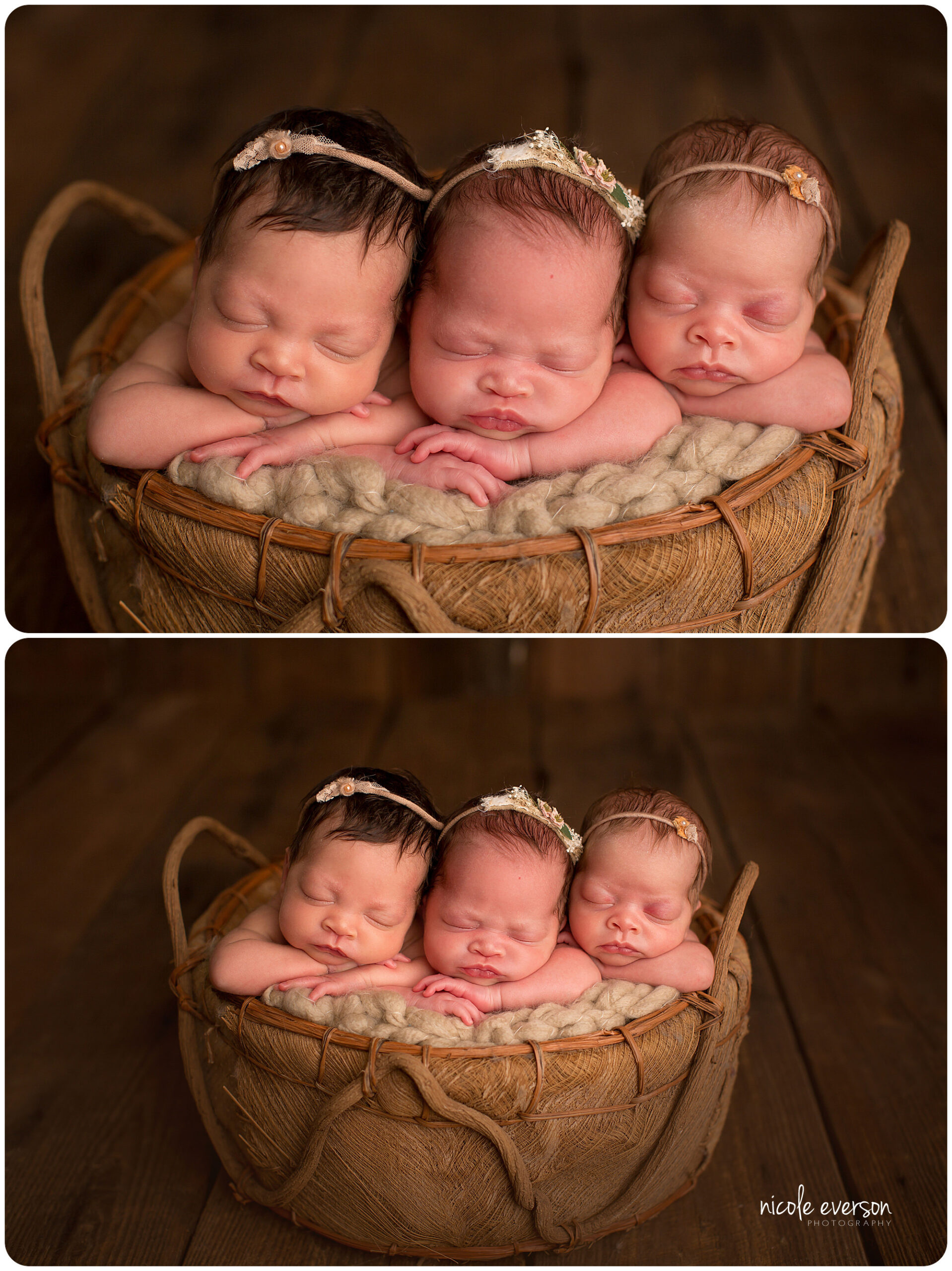 triplet newborn photography ideas