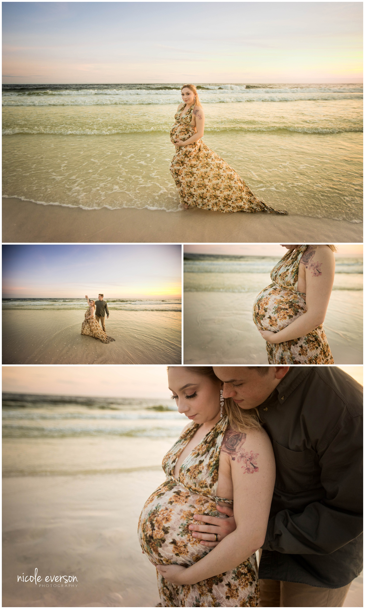 watercolor beach maternity photographer