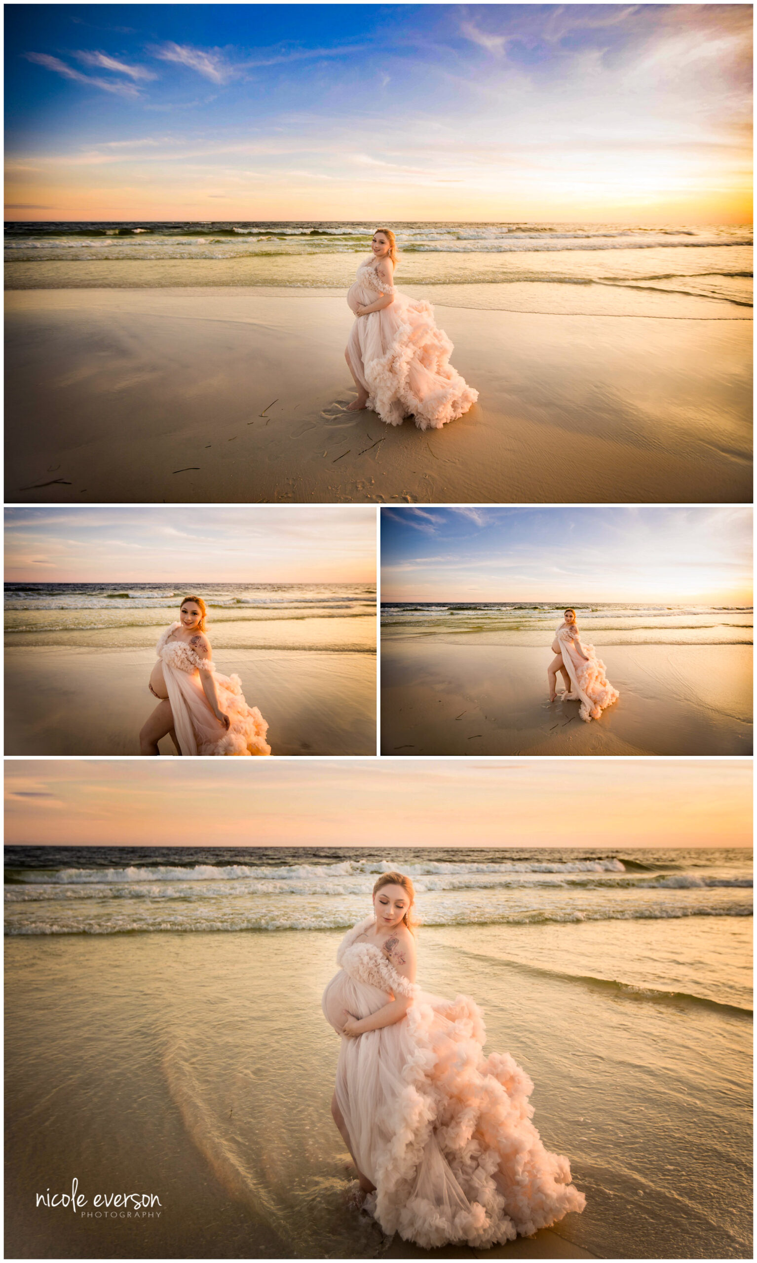 watercolor beach maternity photographer