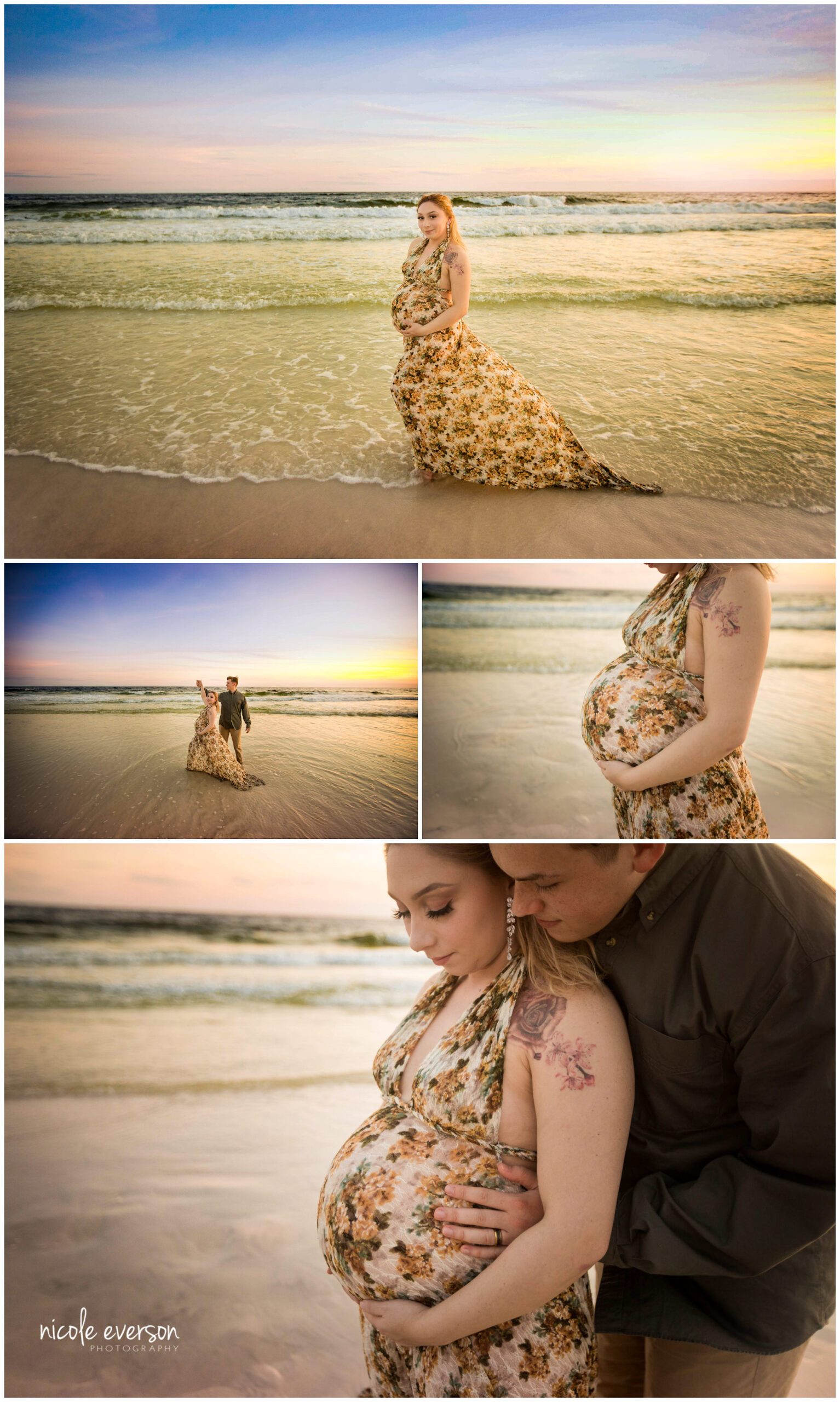 watercolor beach maternity photographer