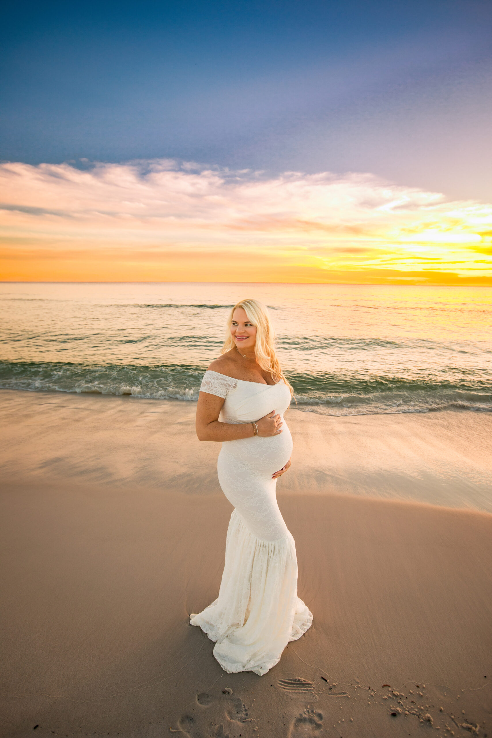 Watercolor beach maternity photographer